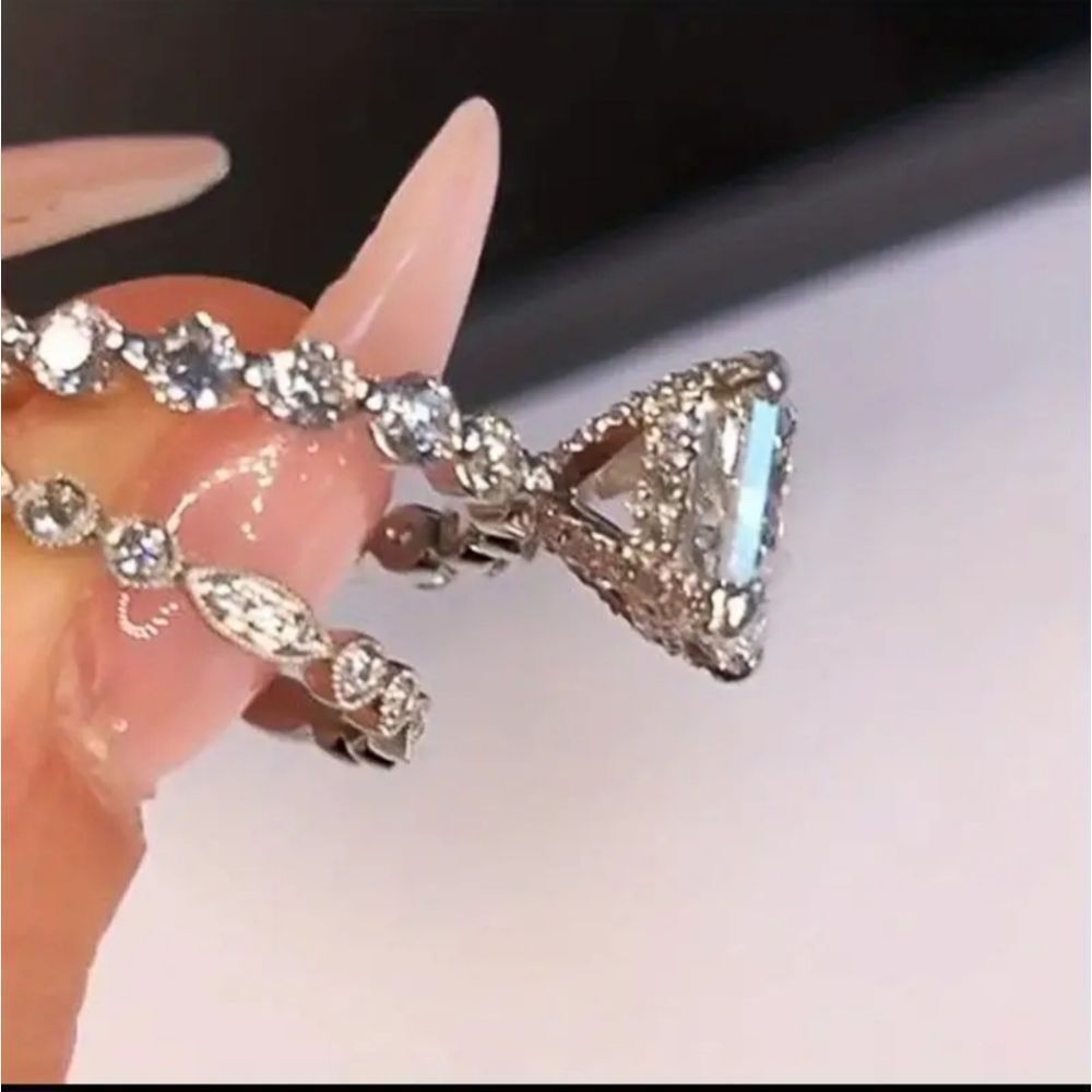 ✨️Delicate 2pcs/set Rings Square Cut Shiny Zircon Rings - Picture 3 of 4
